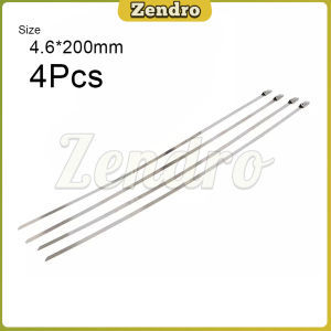 ZEO Metal Cable Zip Ties 201 Stainless Steel Multi-purpose 4.6*200mm 4Pcs/bag
