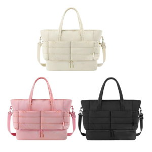 Fitness Bag Travel Bag with Shoe Compartment Overnight Bag Gym Bag Weekends Bag Sport Bag Quilted Shoulder Bag for Trip