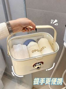 Giỏ đựng đồ dùng phòng tắm có quai cầm tay trong suốt thiết kế thoát nước thông minh