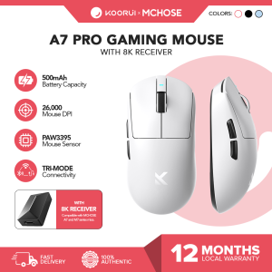 KOORUI | MCHOSE A7 Pro Bluetooth wireless/ Wired 8K + Wireless 8K (Requires extra 8K receiver) Gaming Mouse + 8K Receiver