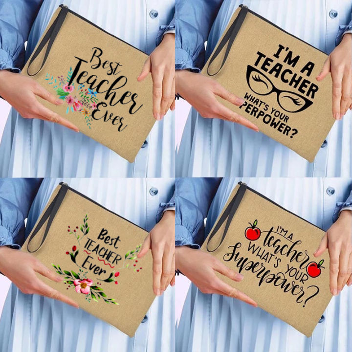 Best Teacher Ever Print Bag Fashion Coin Purse Handbag Pencil Case