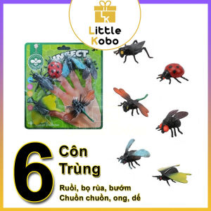 Combo Vỉ 6 Côn Trùng Gắn Ngón Tay Insect Finger Toy Đồ Chơi Ruồi Ong Bướm Chuồn Chuồn Dế Bọ Rùa