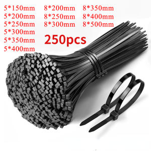 250PCS Self-locking Plastic Nylon Tie Black 5X300 Cable Tie 8*200mm Fastening Ring Cable Tie Zip Wraps Strap Nylon Cable Tie Set