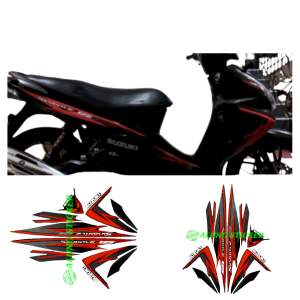 STIKER STRIPING LIS LES BODY MOTOR SKYWAVE 125 2008 FULL HITAM 1SET STANDAR