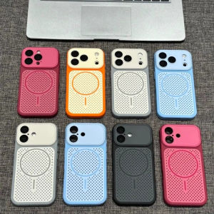 Heat Dissipation Phone Case for iPhone 15 16 17 Pro Max Honeycomb Back Cover Closed Camera Lens Protection Shell Capas