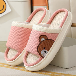 Linen Slippers For Home Use Indoor For Couples Non-Slip Sweat-Absorbent Breathable Cotton-Linen Suitable For All Seasons Summer Cool Slippers