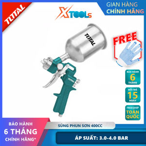 Súng phun sơn khí nén TOTAL TAT10402 máy phun sơn 1.5mm Áp suất 3.0-4.0 bar 3.5-6.0cfm(99-170l/min) 400cc 1.5-2.0mm phun sơn mịn đều