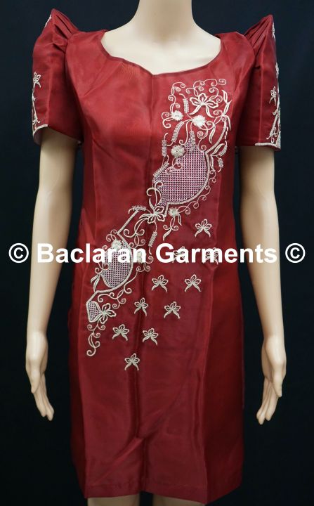 HIGH QUALITY LADIES BARONG FILIPINIANA IMELDA DRESS 7 MAROON Lazada PH