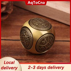 [COD] AqToCna Ship within 24 hours Six-faced Four Blessing Luck Money Fidget Spinner Brass Stress Relief Cube Decompression Ball Fidget Toys Crafts