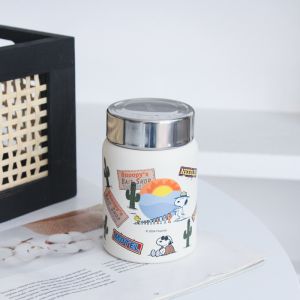 QIHUISHI Snoopy chân không thép không gỉ Flask với lớp lót bên trong gốm 280ml kích thước bỏ túi di động Cốc du lịch cách nhiệt dễ thương cao thẩm mỹ cup