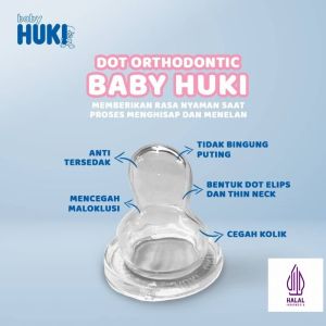 Baby Huki Dot Orthodontic Pacifier Silicon Anti Kolik Size S/M/L untuk 0-1+ Tahun - Jual Per pcs