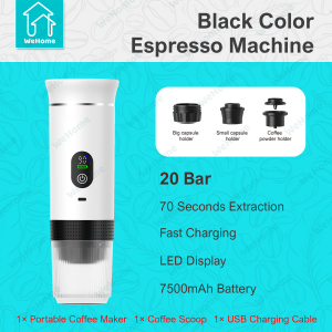 WeHome Coffee Maker Portable Capsule Machine Rechargeable Wtih LED Display Cold Brew & Hot Coffee