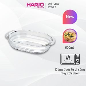Khay thủy tinh chịu nhiệt cao cấp Hario heatproof gratin plate 600ml dùng được lò nướng lò viba