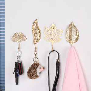 A5TG Phong cách bắc âu Tổ chức phòng tắm Trang trí nội thất Hình dạng lá Móc sắt rèn Giá treo lưu trữ Móc treo tường