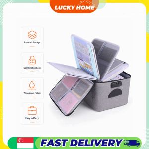 【Lucky Home】 Lockable 5-Layer Document Organizer Bag | Passport & Certificate Case 37 x 27 x 20cm
