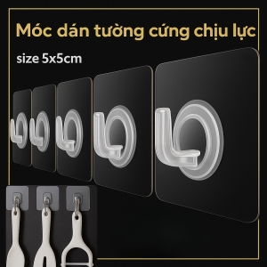 Móc Dán Tường Nhựa Trong Suốt Chắc Chắn Móc Treo Tường Cửa Tự Dính Giá Sắp Xếp Đồ Nhà Tắm Nhà Bếp Chống Nước Dính