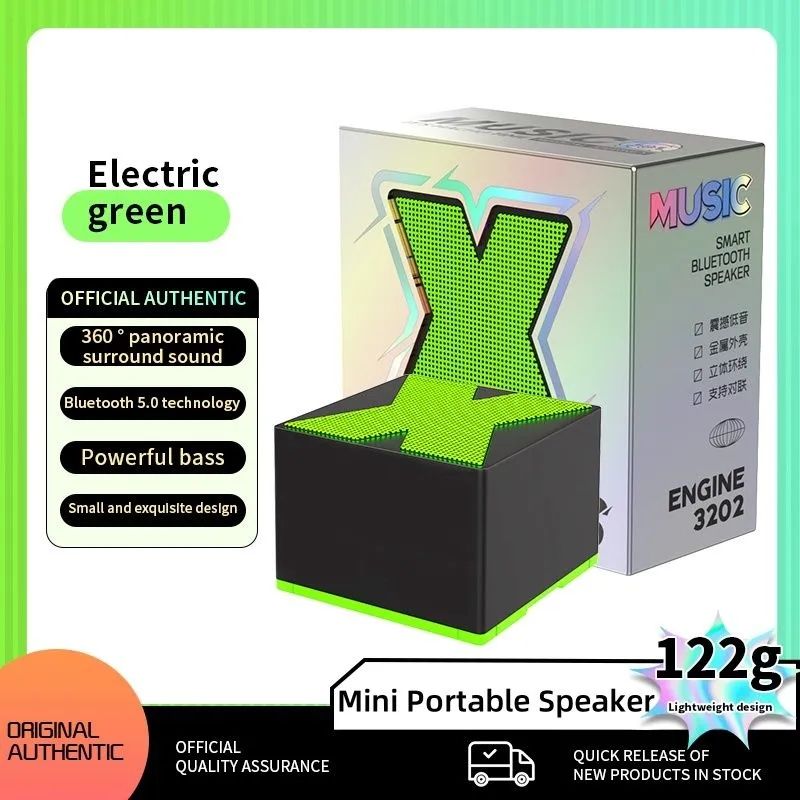 X1 Mini Wireless Portable Outdoor Subwoofer HIFI Metal Bluetooth V5.0 Speaker 360° Sound Surround Creative Gifts Small and Exquisite. 