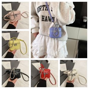 NTNKC  Versatile Mini Box Lipstick Bags Korean Style Square Chain Shoulder Coin Purse Fashion Solid Color Handbag Girls