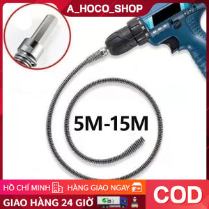 Dây Thông Cống Lò Xo Có Đầu Nỗi Lắp Cùng Máy KhoanTay Quay Thủ Công Chiều Dài 3m5m8m10m12m15m,thông cống