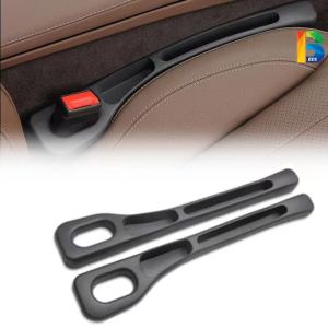 2PCS Car Seat Gap Filler Side With Storage Grooves PU Leather Key Phone Storage Holder Plug Seat Side Leak Organizer