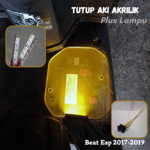 Cover Tutup Aki Bahan Aklirik Bening Transparan Honda Beat Esp Stater Halus Tahun 2017-2019 Plus Lampu