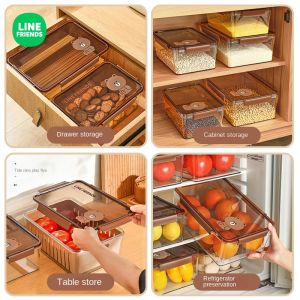 Hàng Chính Hãng 100% Line Friends Hộp Bảo Quản Tủ Lạnh Có Nắp Đậy Thực Phẩm Nhà Bếp Giữ Rau Quả Tươi Trái Cây Giữ Tươi Hộp Bảo Quản Nhà Bếp LFB81