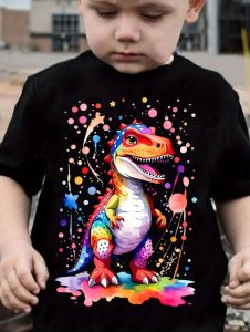 [Local Stock] VCC Childrens T-Shirt Dinosaur Pattern Boys Clothes Casual O-Neck T-Shirt for a Boy Street Trendy Fashion Tops Childrens Clothing