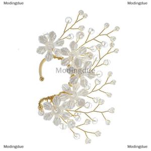 [COD] Modingdue Fashion Flower Earclip No Handmade Flower Punk Shiny Earrings Womens Sweet Delicate Earclip Party Jewelry Gift
