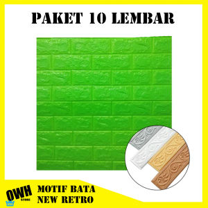 Wallpaper Dinding 3D Isi 10 Lembar FREE List Border Wallpaper Dinding 3D Foam Sticker Ukuran 230cm // Wallpaper Dinding 3D Timbul Motif Batu Bata Promo Murah