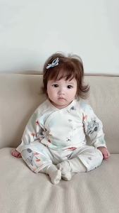 Infant Autumn Butterfly Romper Long Sleeve Pure Cotton Jumpsuit for Newborn Babies a Newborn-style romper crawling suit