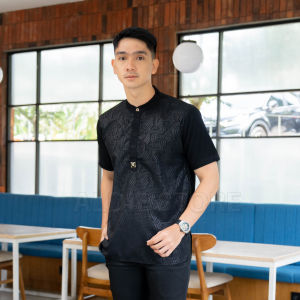 Baju Koko Pria Lengan Pendek Bahan Cotton Embos Busana Muslim Pria