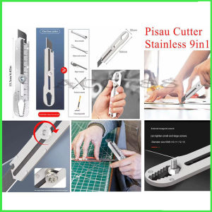 Pisau Cutter Stainless 9IN1 Multifungsi Pembuka Tutup Botol Penggaris Kater Tajam Cutter Pisau