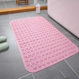 PVC Shower Mat Anti-slip Bathtub Mats with Drain Holes Suction Cup Washable Shower Mats for Bathroom
