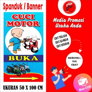 Spanduk Steam Motor / Banner Steam Motor / Spanduk Ukuran 50 x 100 cm