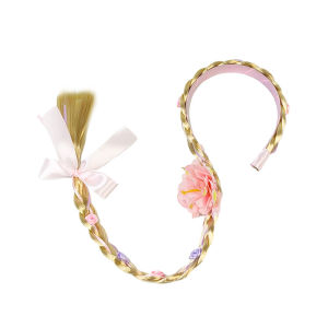 O-New Disney Elsa Rapunzel Princess Long Braid Wig Headband Kids Cosplay Wig Hairpiece for Halloween/Party