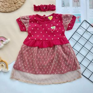 Dress Bayi (3-9Bulan) Baju Bayi Perempuan Setelan Dres Tutu Bahan Tile Lucu
