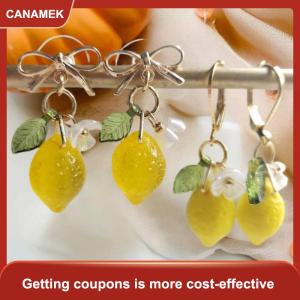 【CANAMEK】 Cá Nhân Bông Tai Chanh Với Tua Dài Trái Cây Mùa Hè Dangle Bông Tai Đa Năng Bohemian Đồ Trang Sức Quà Tặng Cho Phụ Nữ
