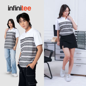 Infinitee Drifit Striped Polo Shirt For Men Women Collared Short Sleeve Regular Fit Stripe Stripes Polo T Shirts Top Tops mens womens casual wear outfit basic tee tees
