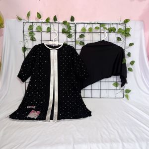 Abaya Hitam Series Aisy Bahan Jersey Set Hijab