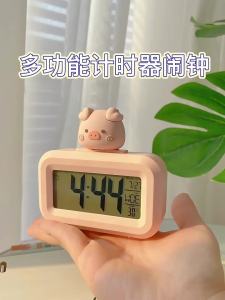 Đồng hồ báo thức kỹ thuật sốhoạt hình dễ thương đèn nền báo lại tắt tiếng đồng hồ lịch để bàn đồng hồ điện tử LED nhiệt độ