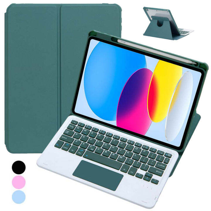 Touchpad Keyboard Case For Ipad 10th Gen 2022 With Pen Holder, Rotating 