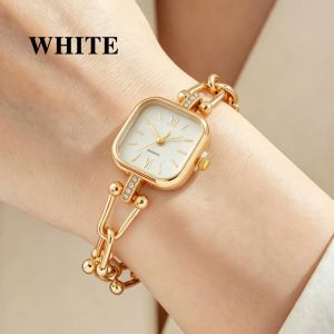Womens Watch Fashion Gold Hollow Strap Quartz Niche Light Luxury Vintage Casual Square Dial Female Wrist Watch Gifts