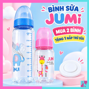 Bình sữa Jumi 140ml 240ml cho bé binh sữa cổ hẹp núm vú siêu mềm chống sặc chống đầy hơi không BPA