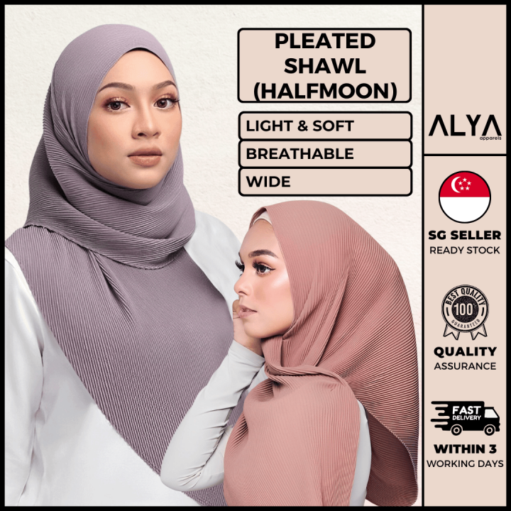 Pleated Halfmoon Shawl Alya Apparels Triangle Shawl