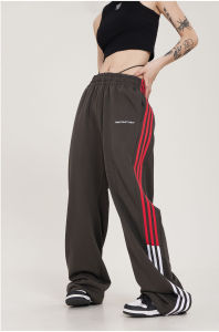 4สี กางเกงขายาวผู้หญิง กางเกงวอร์ม ทรงหลวม แต่งแถบด้านข้าง ทรงใหญ่ กางเกงขายาว กางเกงผู้หญิง#2174