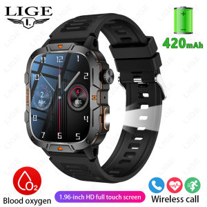 LIGE Jam Tangan Pintar Pria Panggilan Bluetooth Asli Jam Olahraga Detak Jantung Aniti Air Smartwatch