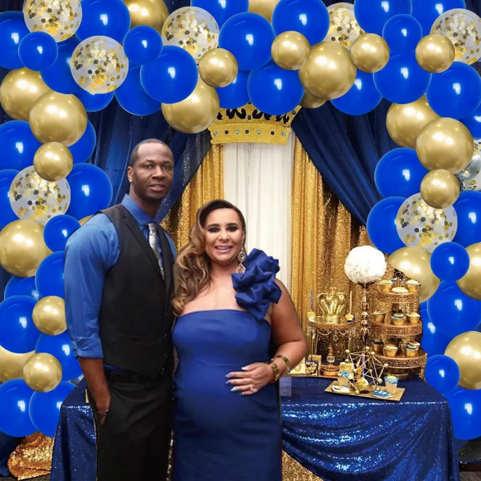 Royal blue and on sale gold baby shower dress