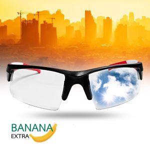 แว่นนิรภัยทรงสปอร์ต แว่นเซฟตี้ เลนส์ใส ป้องกันฝ้า 100% รุ่น S0207-C ยี่ห้อ BANANA