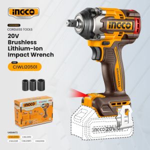 Ingco 20V Brushless Cordless Impact Wrench 1/2" Fastening & Nut-Busting Square Drive BARE UNIT ICPT