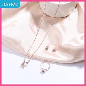 JCSYFAC Phụ nữ sang trọng vòng Vòng cổ bông tai rhinestone vòng đeo tay nữ Phụ nữ giản dị trang sức Set